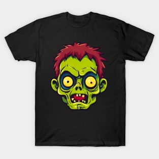 The Green Face Zombie -Halloween T-Shirt